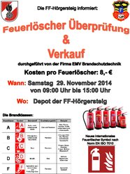 FF Hörgersteig: Feuerlöscher-Überprüfung am Dienstag, 25. November 2014