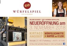 Neueröffnung des Café Würfelspiel am Mittwoch, 31. Oktober 2018