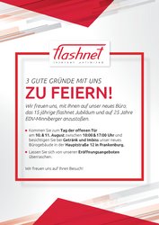 Firma flashnet hat Grund zu feiern! am Dienstag,  1. August 2017