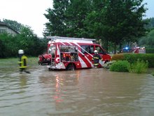 Überflutung in Frankenburg am Mittwoch,  8. August 2018